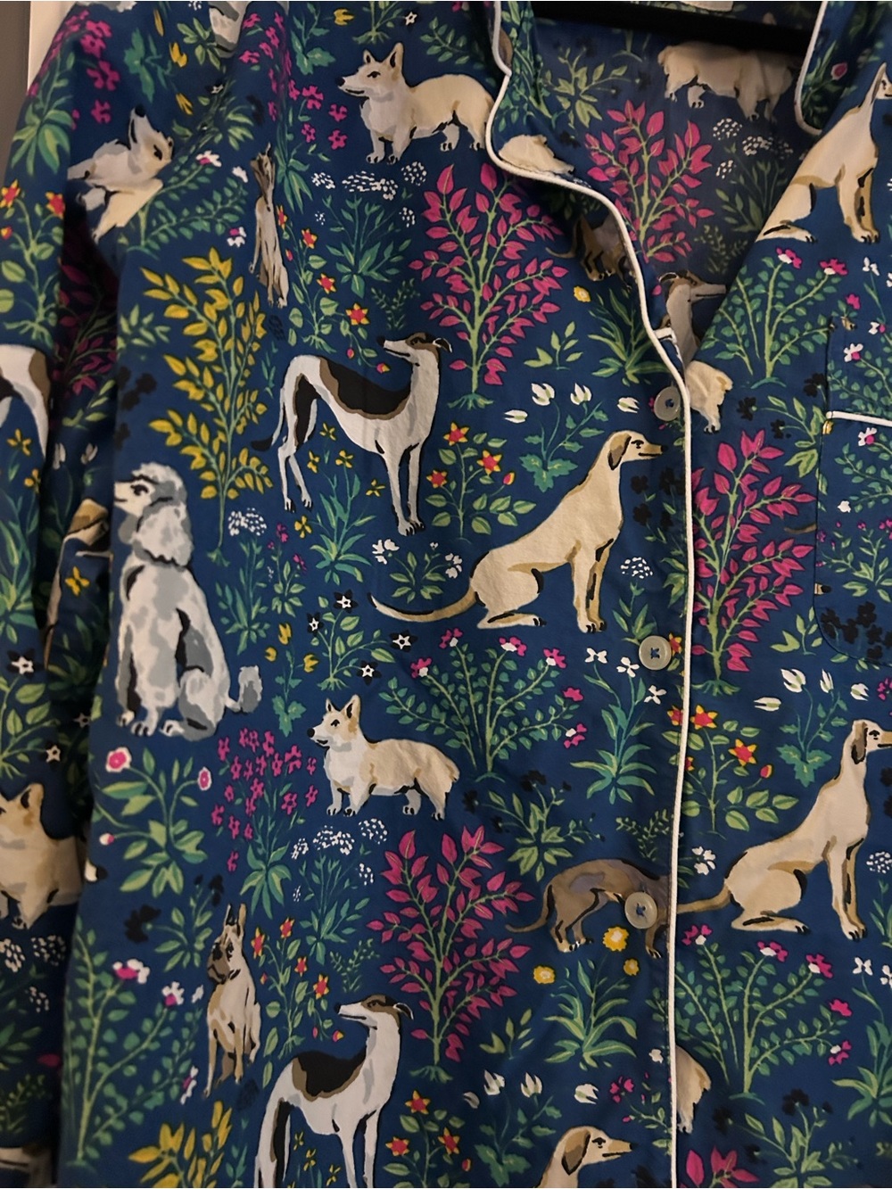 Printfresh Teal Blue Dog & Floral Pajama Set - Picture 5 of 7